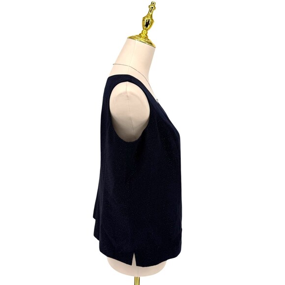 VTG Talbots Shell Tank Top 12W PETITE Navy Blue Shimmer Evening Lined Side Zip - Picture 7 of 15